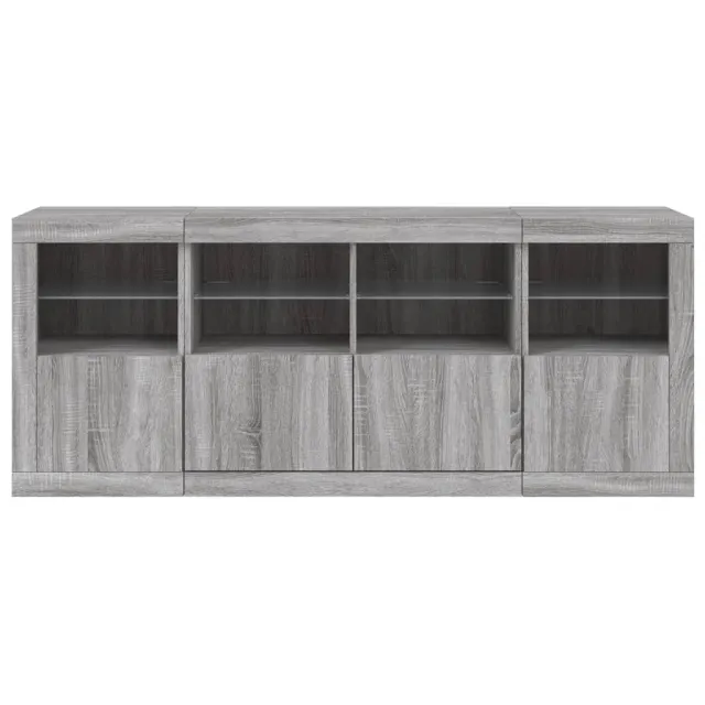 Buffet avec lumières LED sonoma gris 163x37x67 cm
