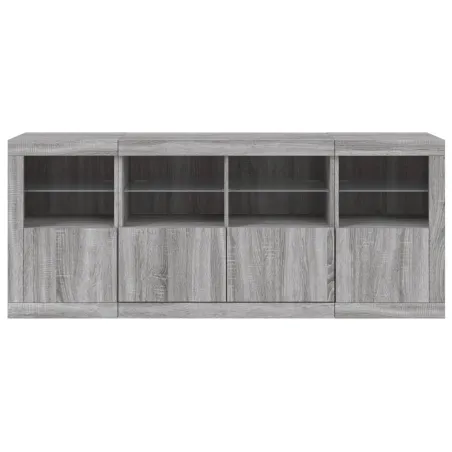 Buffet avec lumières LED sonoma gris 163x37x67 cm