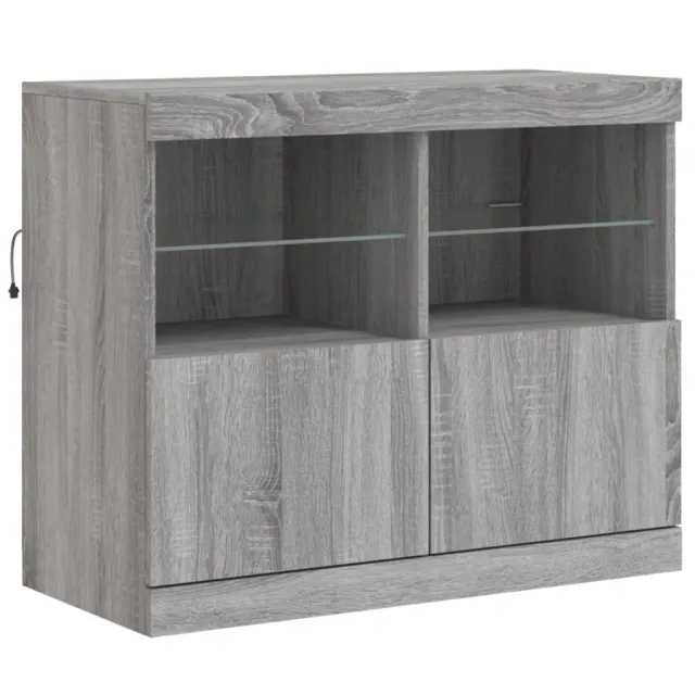 Buffet avec lumières LED sonoma gris 163x37x67 cm
