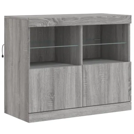 Buffet avec lumières LED sonoma gris 163x37x67 cm