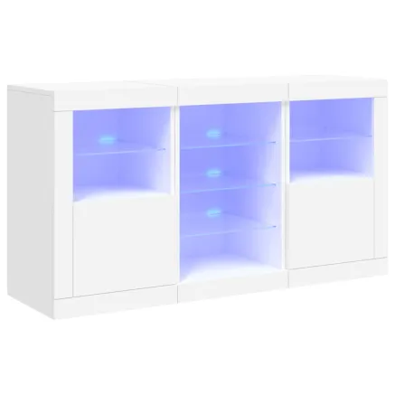 Buffet avec lumières LED blanc 123x37x67 cm 2