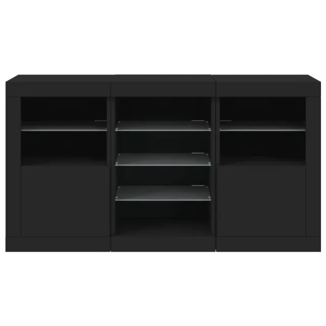 Buffet avec lumières LED noir 123x37x67 cm