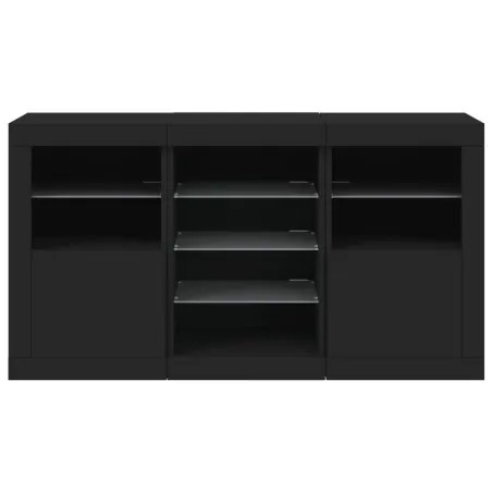 Buffet avec lumières LED noir 123x37x67 cm
