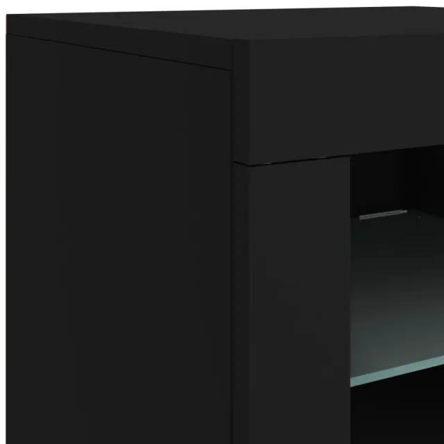Buffet avec lumières LED noir 123x37x67 cm