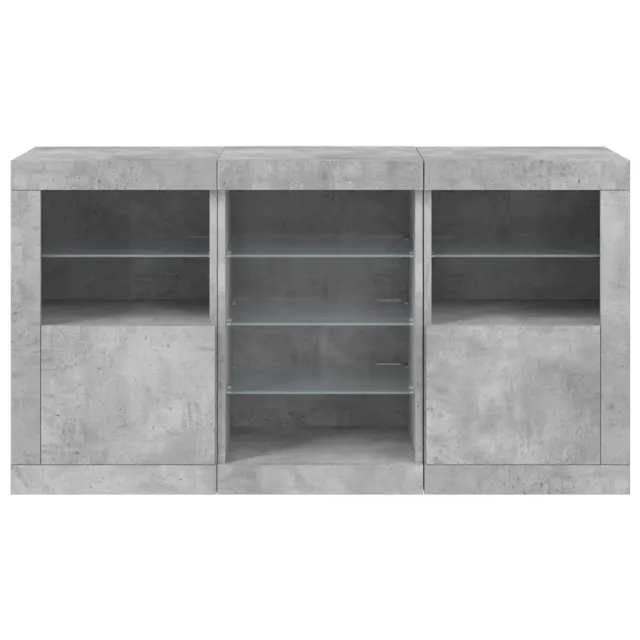 Buffet avec lumières LED gris béton 123x37x67 cm