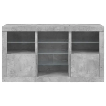 Buffet avec lumières LED gris béton 123x37x67 cm