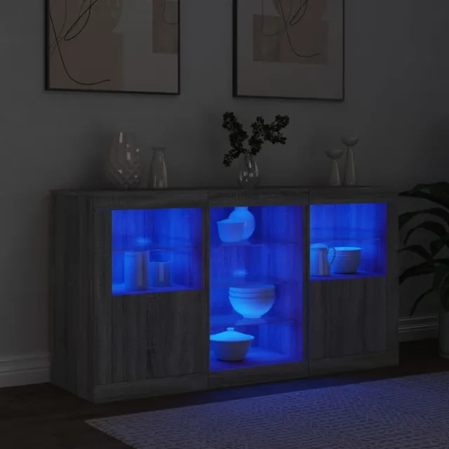 Buffet avec lumières LED sonoma gris 123x37x67 cm