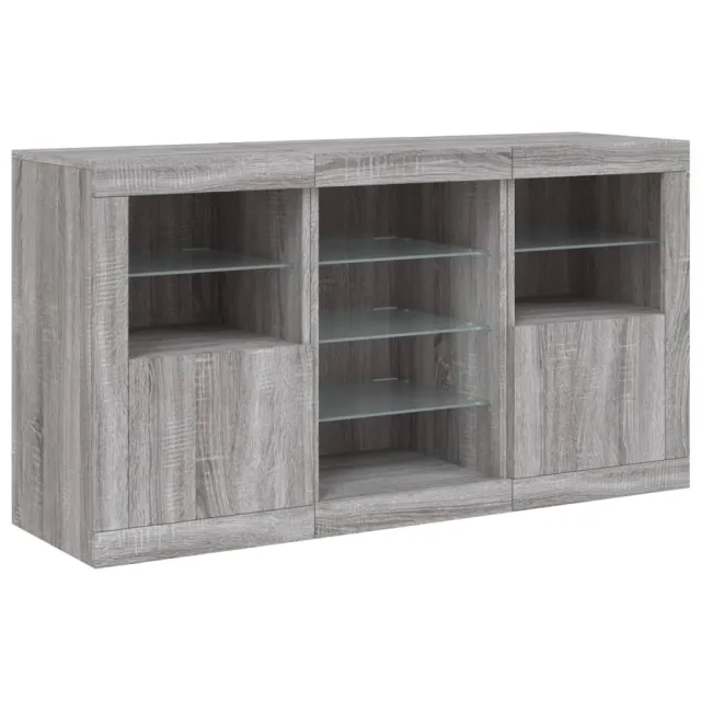 Buffet avec lumières LED sonoma gris 123x37x67 cm