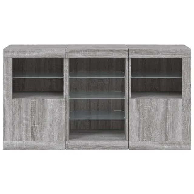 Buffet avec lumières LED sonoma gris 123x37x67 cm