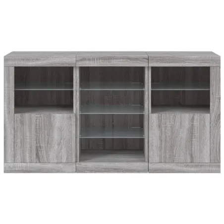 Buffet avec lumières LED sonoma gris 123x37x67 cm
