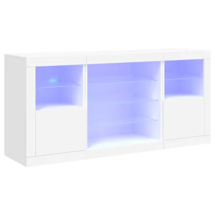 Buffet avec lumières LED blanc 142,5x37x67 cm 2