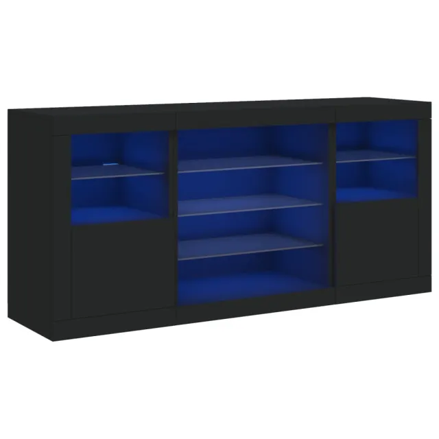 Buffet avec lumières LED noir 142,5x37x67 cm