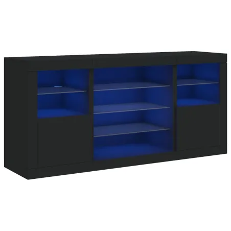 Buffet avec lumières LED noir 142,5x37x67 cm