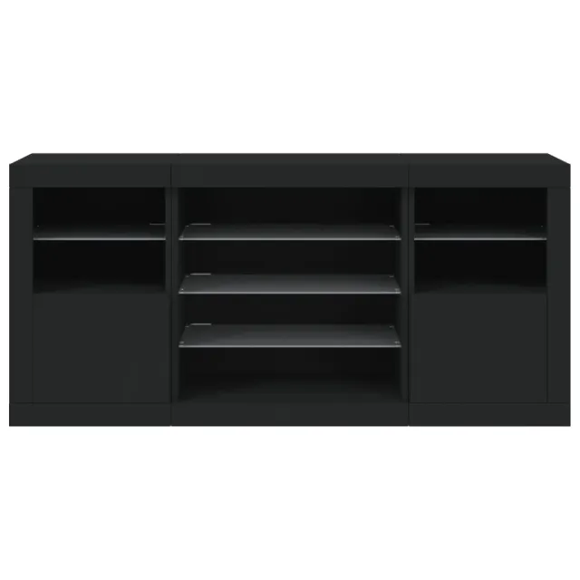 Buffet avec lumières LED noir 142,5x37x67 cm