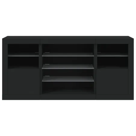 Buffet avec lumières LED noir 142,5x37x67 cm