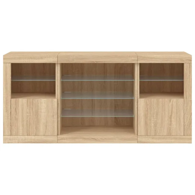 Buffet avec lumières LED chêne sonoma 142,5x37x67 cm