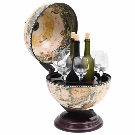 Support de vin globe de dessus de table Bois d'eucalyptus Blanc 2
