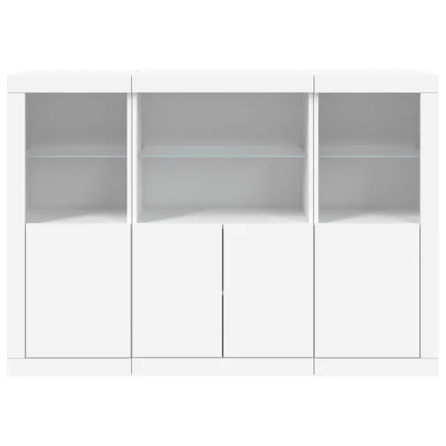 Buffets avec lumières LED 3 pcs blanc bois d'ingénierie