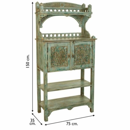 Buffet Alexandra House Living Bleu Fer Bois de manguier 35 x 150 x 75