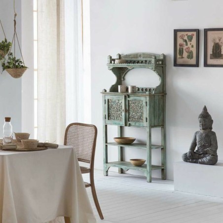 Buffet Alexandra House Living Bleu Fer Bois de manguier 35 x 150 x 75