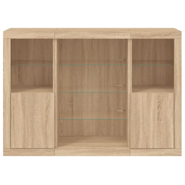 Buffets avec lumières LED 3 pcs chêne sonoma bois d'ingénierie