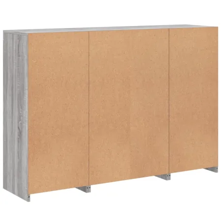 Buffets avec lumières LED 3 pcs sonoma gris bois d'ingénierie