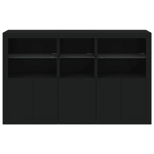 Buffet avec lumières LED noir 162x37x100 cm