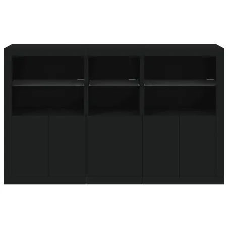 Buffet avec lumières LED noir 162x37x100 cm