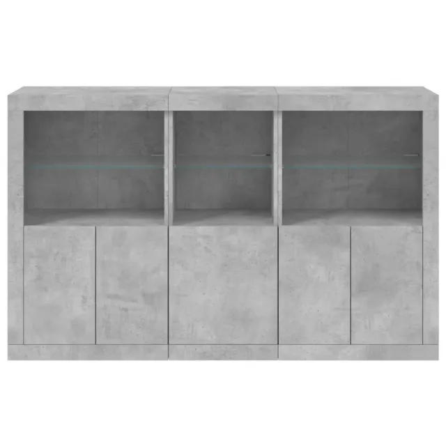 Buffet avec lumières LED gris béton 162x37x100 cm