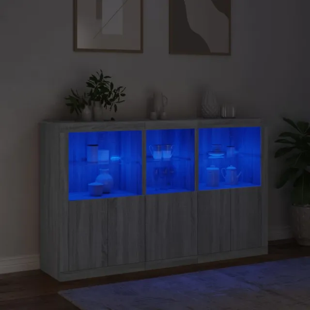 Buffet avec lumières LED sonoma gris 162x37x100 cm