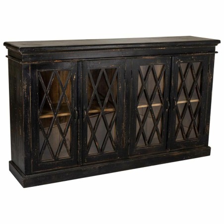 Buffet Alexandra House Living Noir verre Bois de manguier 40 x 100 x 1