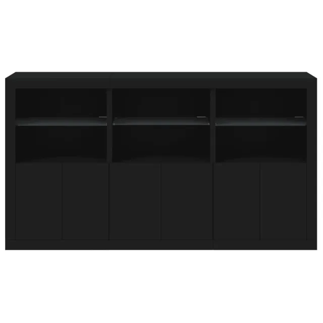 Buffet avec lumières LED noir 181,5x37x100 cm