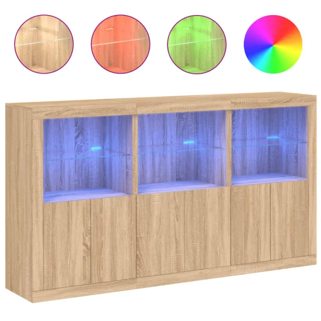 Buffet avec lumières LED chêne sonoma 181,5x37x100 cm