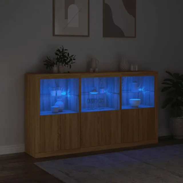 Buffet avec lumières LED chêne sonoma 181,5x37x100 cm