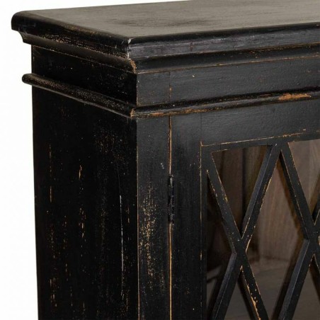 Buffet Alexandra House Living Noir verre Bois de manguier 40 x 100 x 1