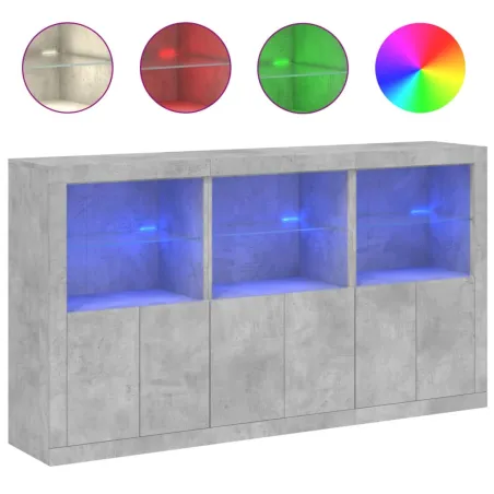 Buffet avec lumières LED gris béton 181,5x37x100 cm