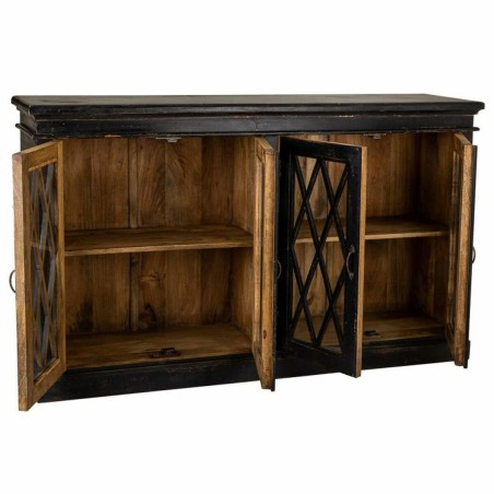 Buffet Alexandra House Living Noir verre Bois de manguier 40 x 100 x 1