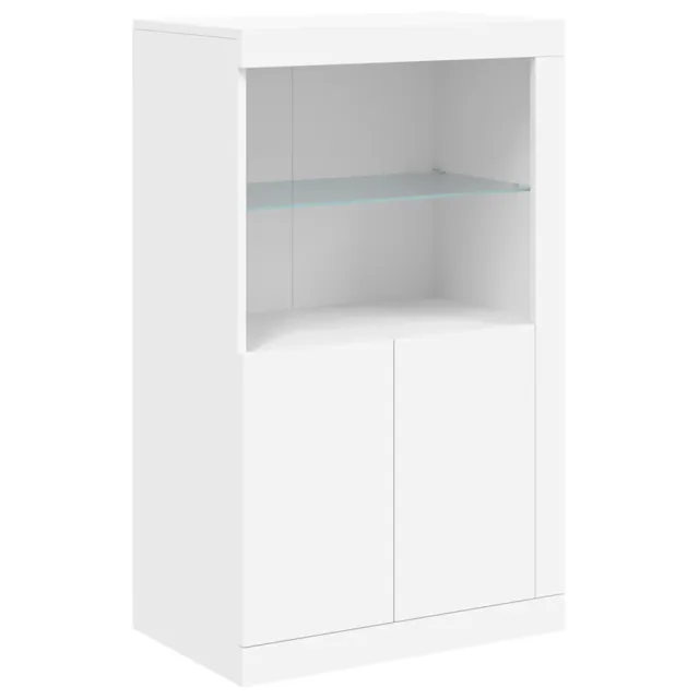 Buffet avec lumières LED blanc 162x37x100 cm