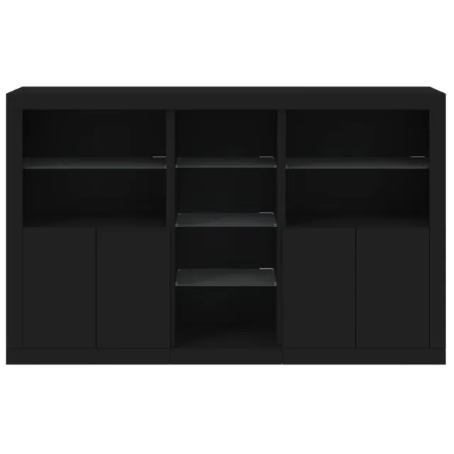 Buffet avec lumières LED noir 162x37x100 cm