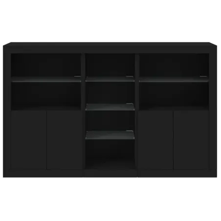 Buffet avec lumières LED noir 162x37x100 cm