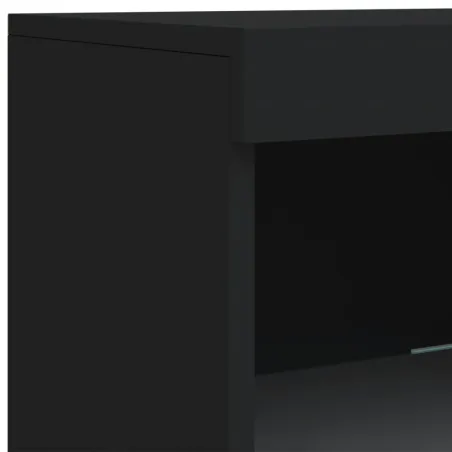 Buffet avec lumières LED noir 162x37x100 cm