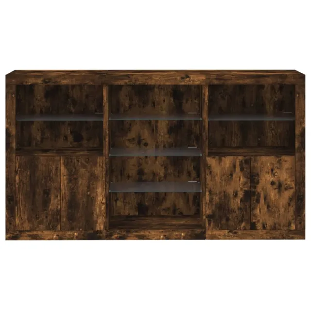 Buffet avec lumières LED chêne fumé 181,5x37x100 cm