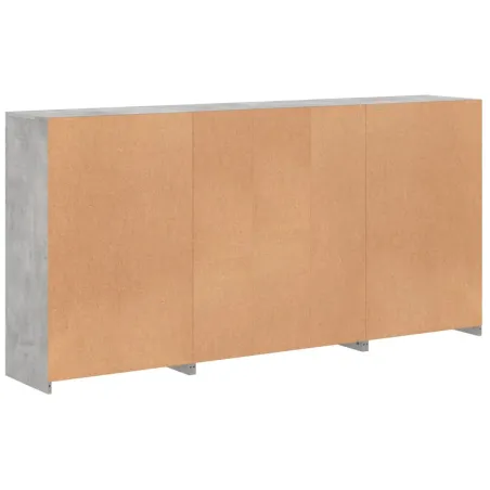 Buffet avec lumières LED gris béton 202x37x100 cm