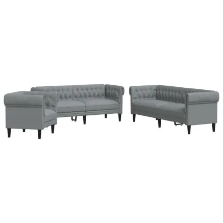 Ensemble de canapés 3 pcs gris clair tissu 2