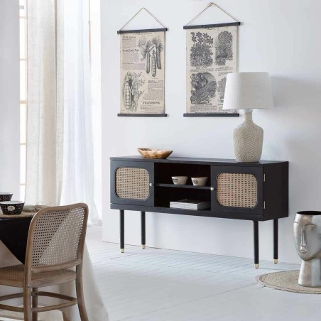 Dientafel Alexandra House Living Zwart Dennenhout Hout MDF 38 x 81 x 1