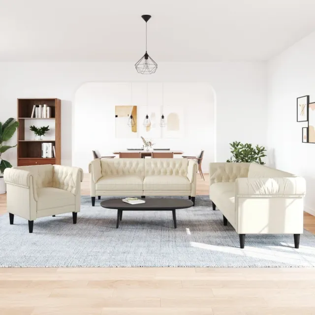 Ensemble de canapés 3 pcs crème tissu