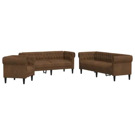 Ensemble de canapés 3 pcs marron tissu 2