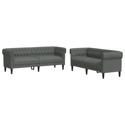 Ensemble de canapés 2 pcs gris foncé tissu 2