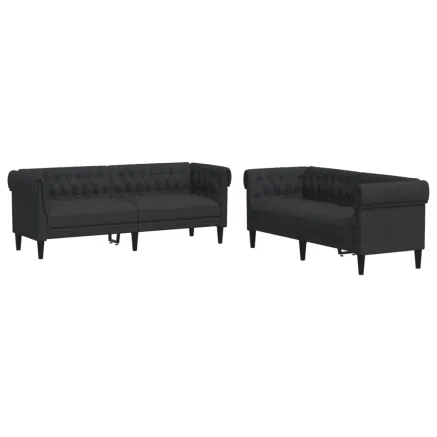 Ensemble de canapés 2 pcs noir tissu 2