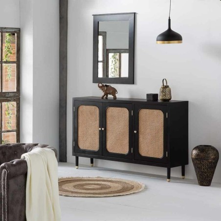 Credenza Alexandra House Living Nero Legno di pino Legno MDF 38 x 91 x
